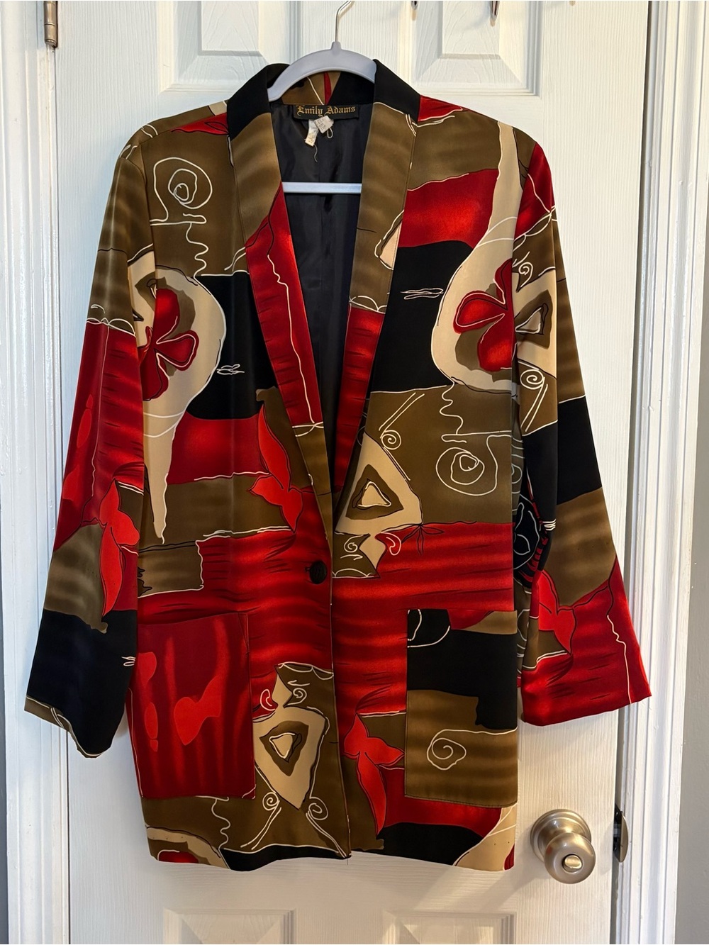 Vintage 80s Emily Adams Abstract Blazer Made In The USA Size Medium.